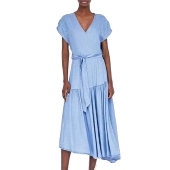Zara Blue Midi Dress - Picture 1 of 12